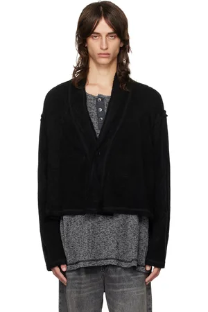 GREG LAUREN Black Knit Wool GL1 Cardigan