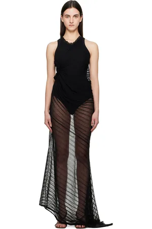 Victoria Beckham Black Sleeveless Gathered Detail Maxi Dress