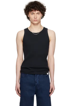 Merz b. Schwanen Black RIBTANK01 Ribbed Tank Top