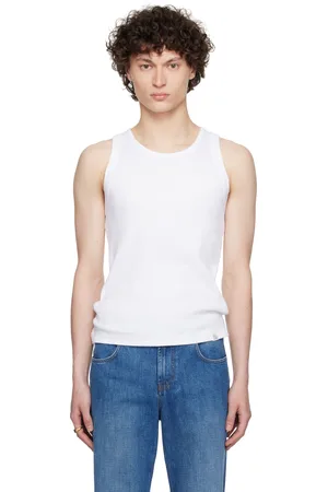 Merz b. Schwanen White RIBTANK01 Ribbed Tank Top