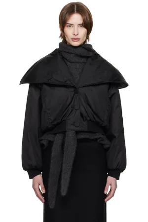 AARON ESH Black Shoulder Lapel Bomber Jacket