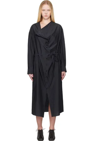 LEMAIRE Gray Soft Collar Midi Dress