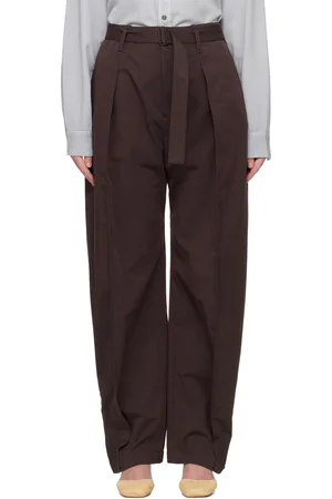LEMAIRE Brown Belted Volume Trousers