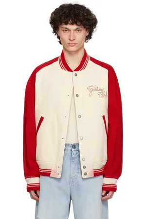 Golden Goose Off-White & Red Embroidery Bomber Jacket
