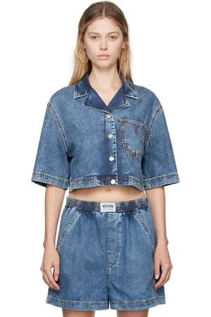 Moschino Blue Heart Pocket Cropped Shirt