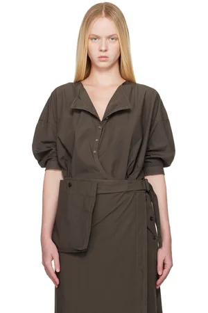 LEMAIRE Brown Short Sleeve Twisted Shirt