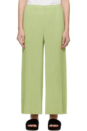 Issey Miyake Green Hatching Bottoms Trousers