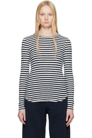 YMC Navy & White Earth Stripe T-shirt