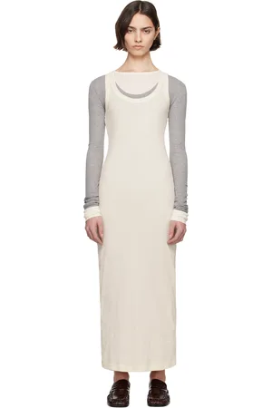 Jil Sander Gray 3 Layers Long Sleeved Maxi Dress