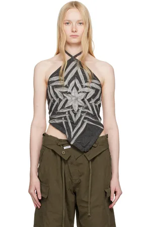 Masha Popova Black Star Bandana Denim Top