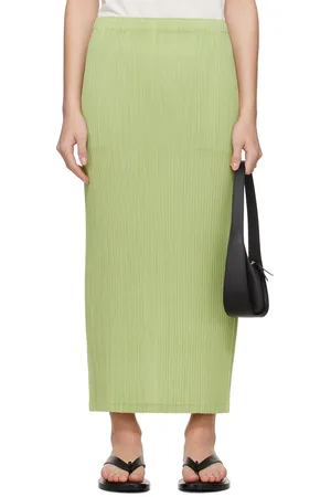 Issey Miyake Green Hatching Bottoms Maxi Skirt