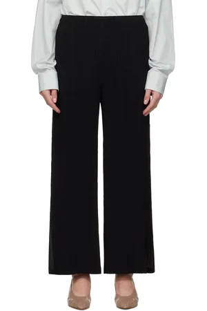 Issey Miyake Black Hatching Bottoms Trousers