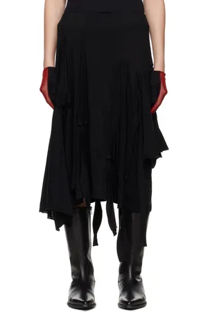 YOHJI YAMAMOTO Black Strappy Midi Skirt
