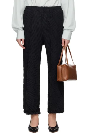 Issey Miyake Black Wrinkled & Twisted Trousers