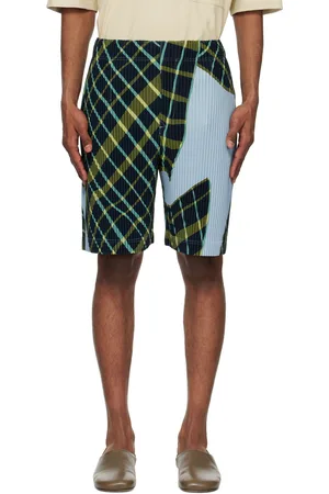 Issey Miyake Blue & Green Windswept Plaid Shorts