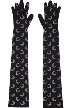 Marine Serre Black Recycled Moon Strass Jersey Long Gloves