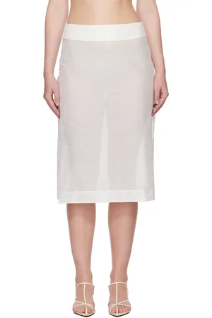 Rohe White Embroidered Organza Midi Skirt