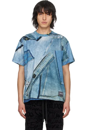 VERSACE Blue Printed T-Shirt
