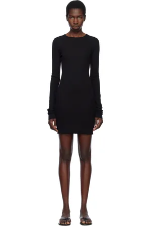 ÉTERNE Black Long Sleeve Crewneck Minidress