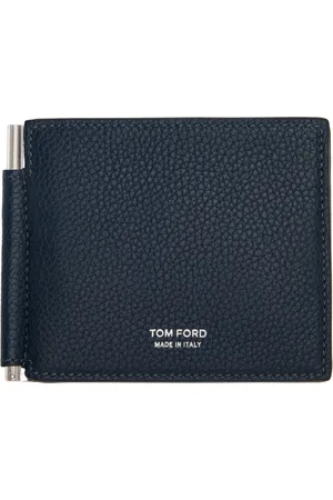 Tom Ford Navy Grain Leather Money Clip Wallet