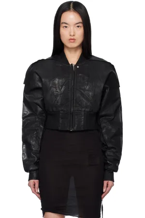 Rick Owens Black Hollywood Cropped Denim Flight Jacket
