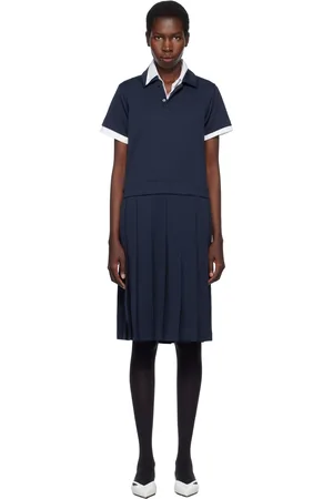 Comme des Garçons Navy Polyester Jersey Midi Dress