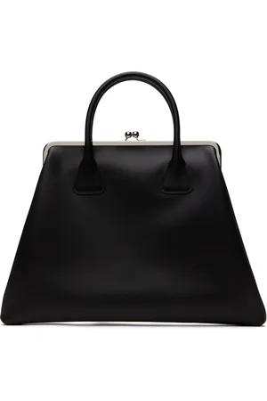 Comme des Garçons Black Large Leather Kiss Clasp Bag