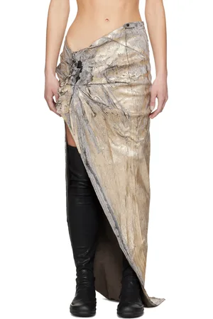 Rick Owens Gold Hollywood Soft Edfu Long Denim Maxi Skirt
