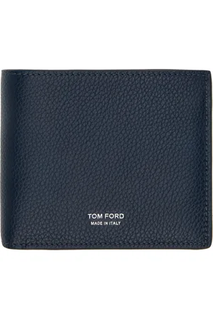 Tom Ford Navy Grain Leather Classic Bifold Wallet