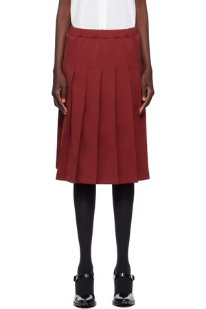 Comme des Garçons Burgundy Polyester Jersey Midi Skirt