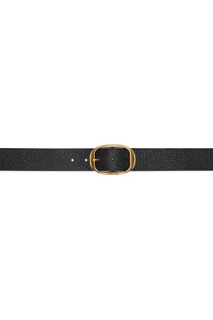 Tom Ford Black Grain Leather Oval Belt