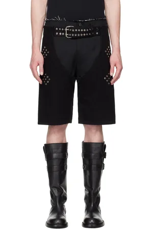 Ludovic De Saint Sernin Black Chaps Denim Shorts