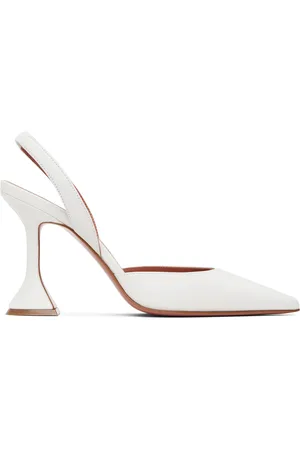 Amina Muaddi White Holli Sling 95 Heels