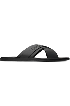 Tom Ford Black Smooth Leather Preston Sandals