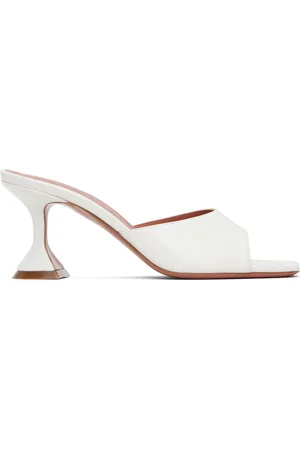 Amina Muaddi White Lupita Slipper 70 Heeled Sandals