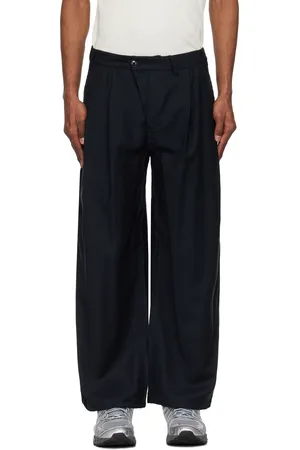 Maharishi Black 6058 Asymmetrical Wool Pleated Trousers