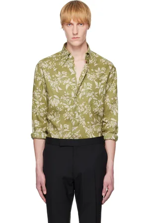 Tom Ford Green Keith Floral Lyocell Fluid Fit Shirt
