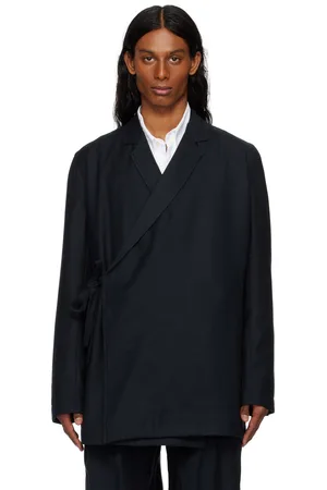 Maharishi Black 6057 Asymmetrical Kimono Wool Blazer