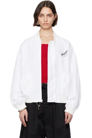 Willy chavarria White Embroidered-Logo Bomber Jacket