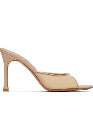 Amina Muaddi SSENSE Exclusive Beige Alexa Mesh 95 Heeled Sandals