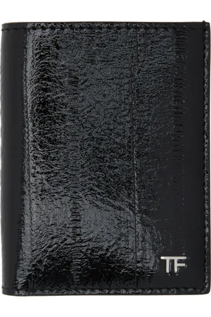 Tom Ford Black Printed Patent Eel T Line Folding Wallet