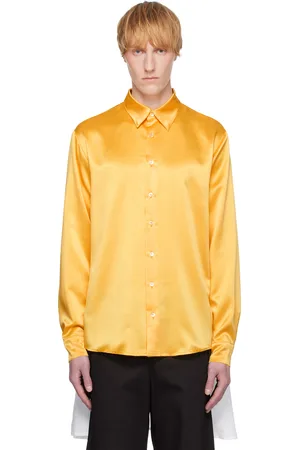 Andrej Gronau Yellow Satin & Popeline Drape Double Shirt