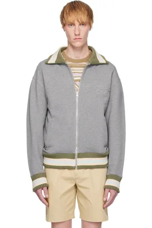 Maison Kitsuné Gray Varsity Zipped Bomber Jacket