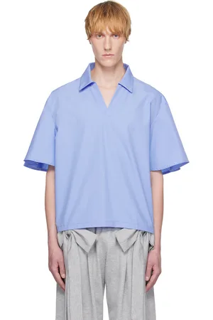Andrej Gronau Blue V-Neck Poplin Shirt
