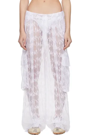 Collina Strada White Lace Pleated Cargo Pants