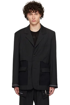 Andersson Bell Black Inside Out Stripe Sheer Blazer