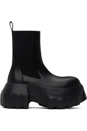 Rick Owens Black Hollywood Beatle Mega Tractor Chelsea Boots