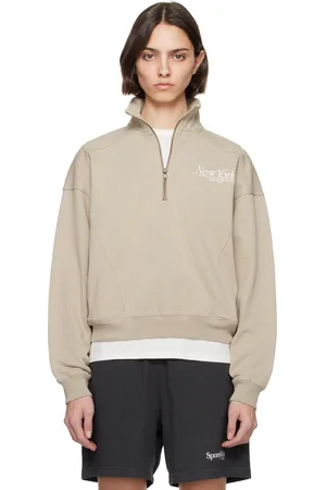 Sporty & Rich Beige NY 94 Quarter Zip Sweatshirt