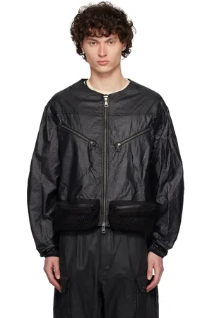 Andersson Bell Black Convex Collarless Bomber Jacket