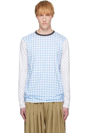 Andrej Gronau White & Blue Printed Cotton Top